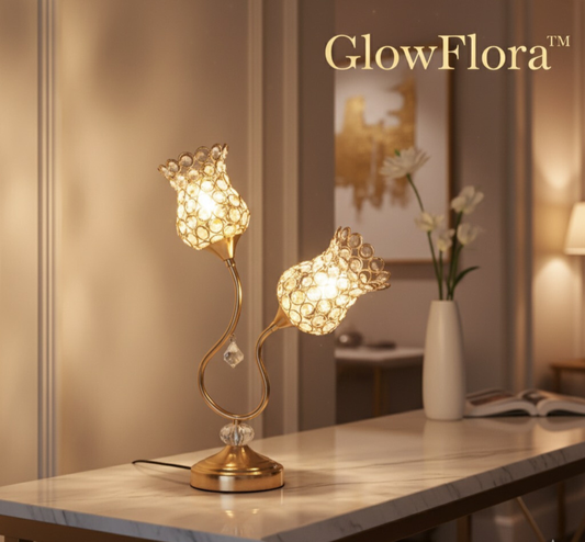 GlowFlora™ – Elegant Dual Floral Table Lamp in Rose Gold